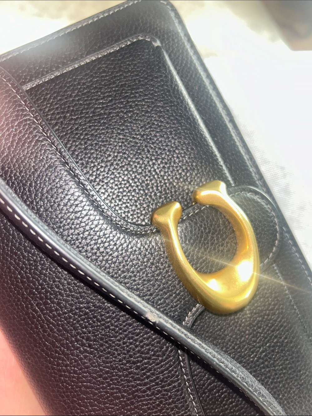 Coach Black Pebbled Leather Shoulder Bag with Gold 'C' Accent tabby 26 - Picture 16 of 16
